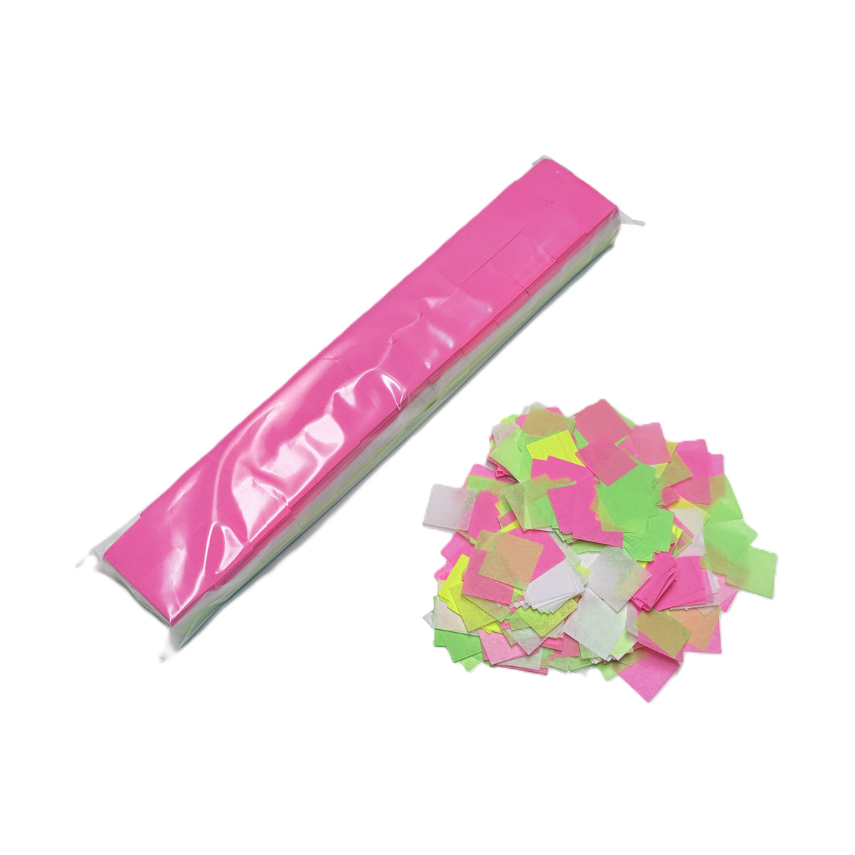 2" x 10" DayGlo Tissue 0.75" Squares Confetti Sleeve