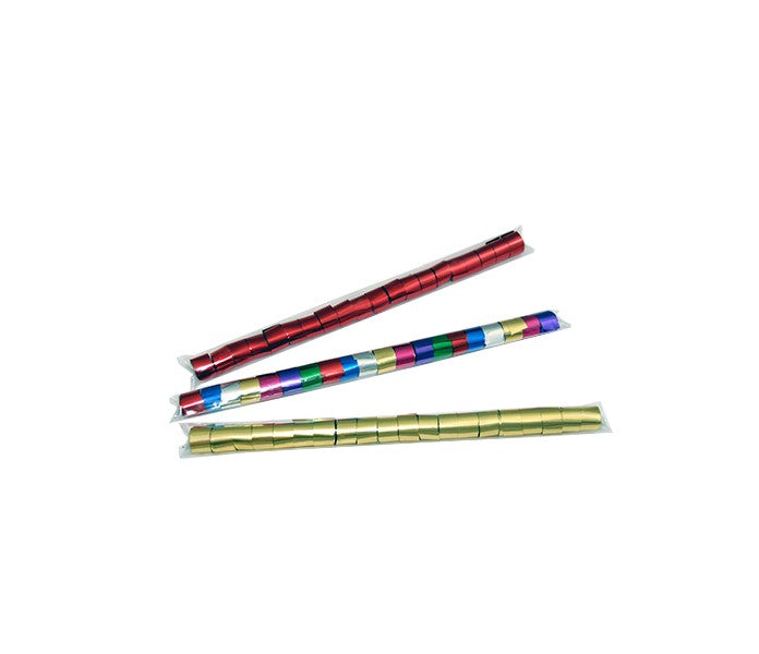 1" x 10" Single Rolled Metallic Streamer Sleeve: .5" wide
