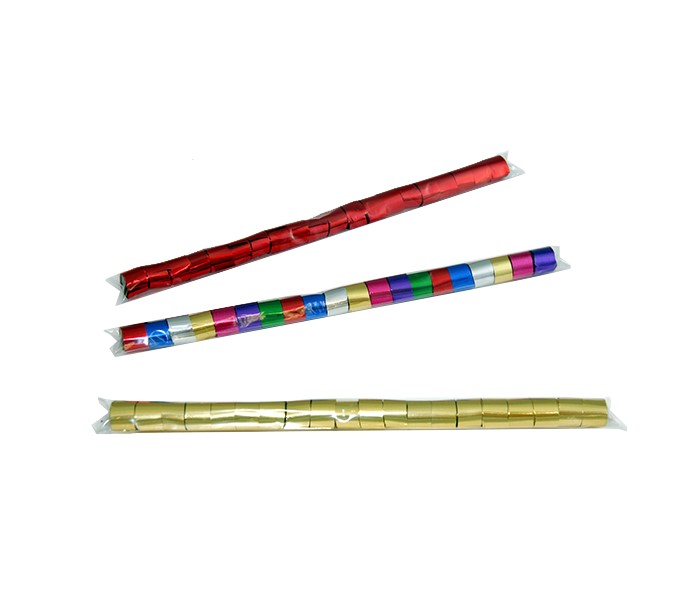 1" x 10" Single Rolled Metallic & Tissue Streamer Sleeve: .5" wide