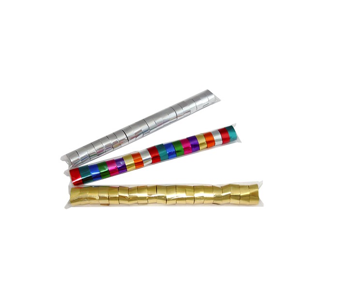 1" x 10" Double Rolled Metallic & Tissue Streamer Confetti Sleeve: .5" wide