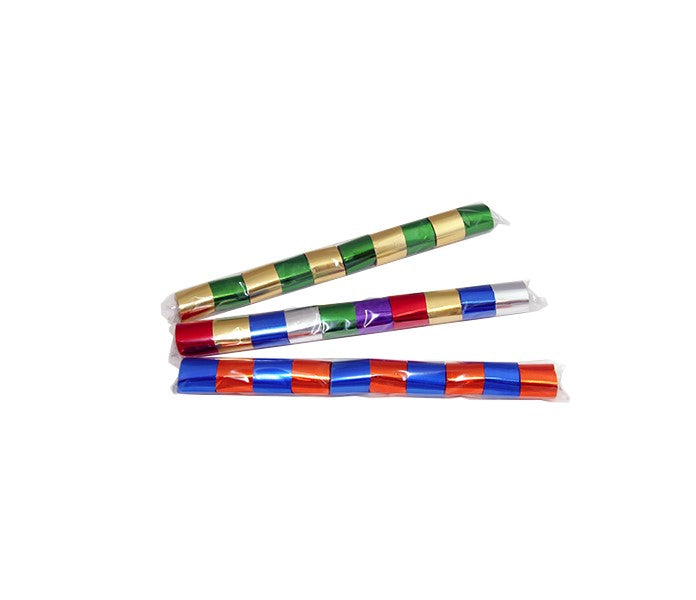 1" x 10" Double Rolled Metallic & Tissue Streamer Confetti Sleeve: 1" wide